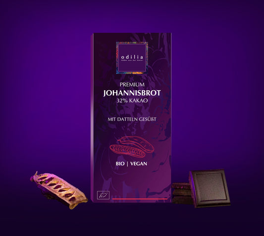 Johannisbrot Dattelschokolade – Handgemachte Bio-Schokolade mit natürlicher Süße & mildem Kakaogeschmack