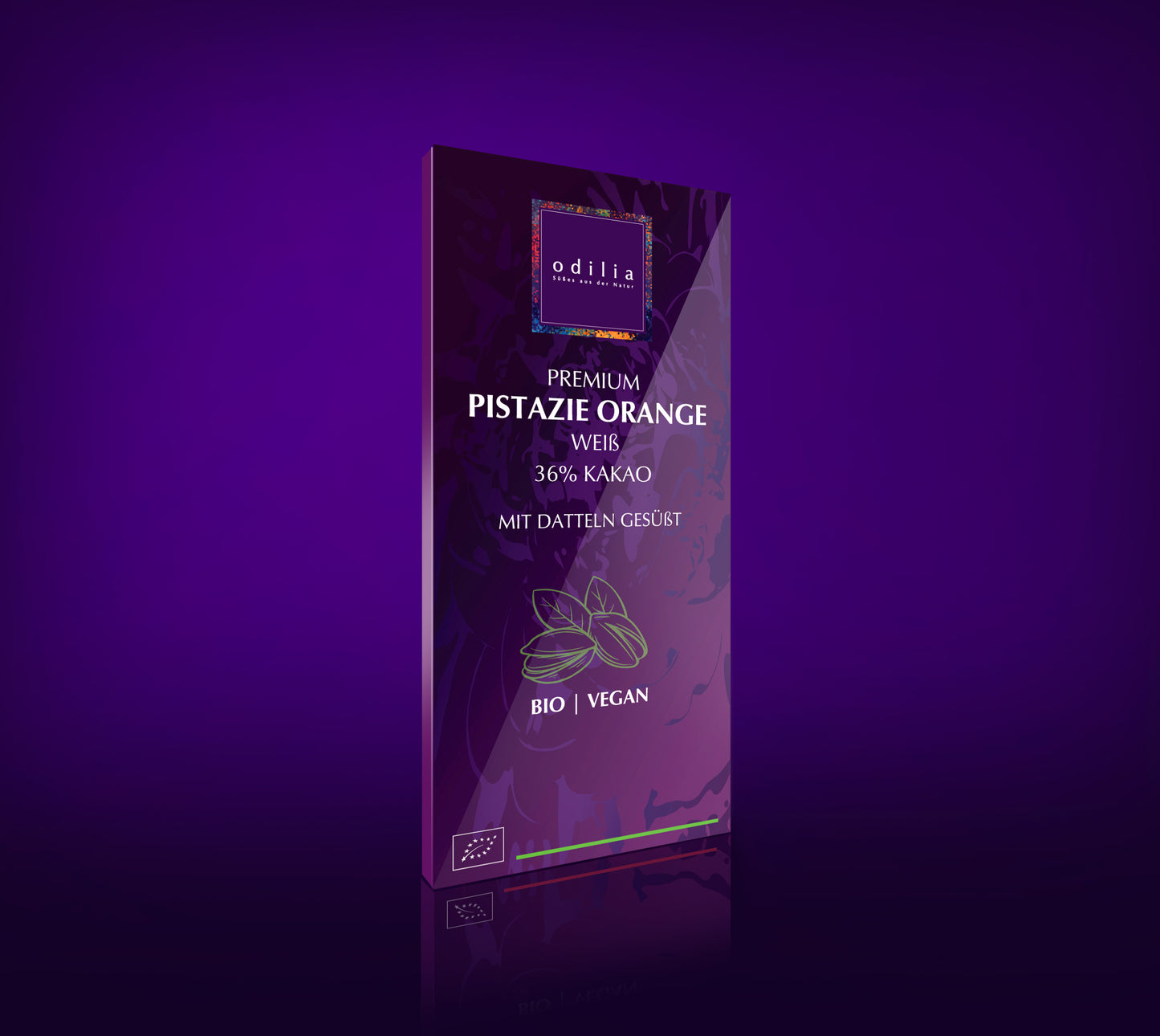 Dattelschokolade mit Pistazien & Orange – Edle Bio-Schokolade mit fruchtiger Frische & nussigem Aroma